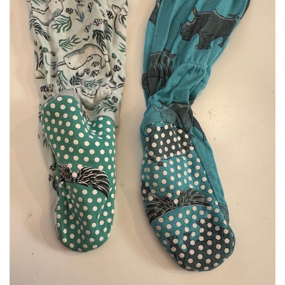 Free Birdees Bamboo Coveralls 3-6 Months Bundle Rhino Safari & Narwhal Print - Picture 5 of 6
